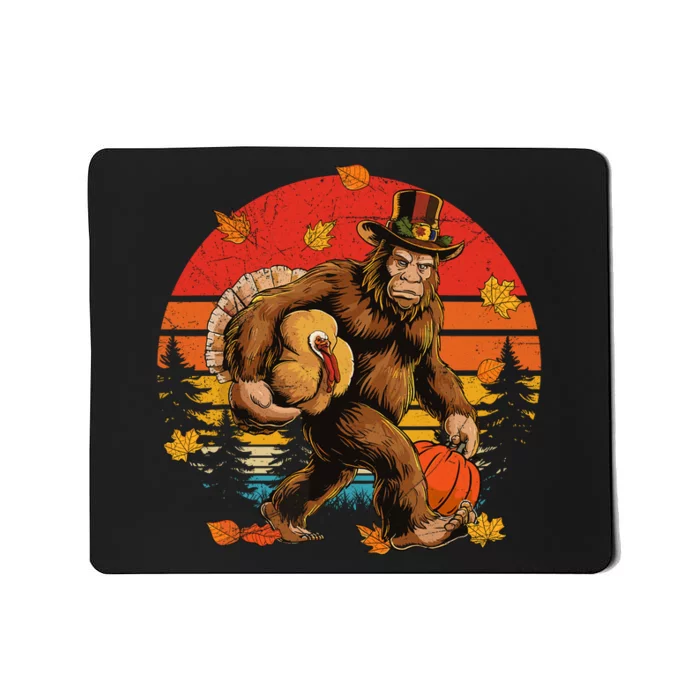 Bigfoot Pilgrim Turkey Pumpkin Thanksgiving Day Boy Mousepad