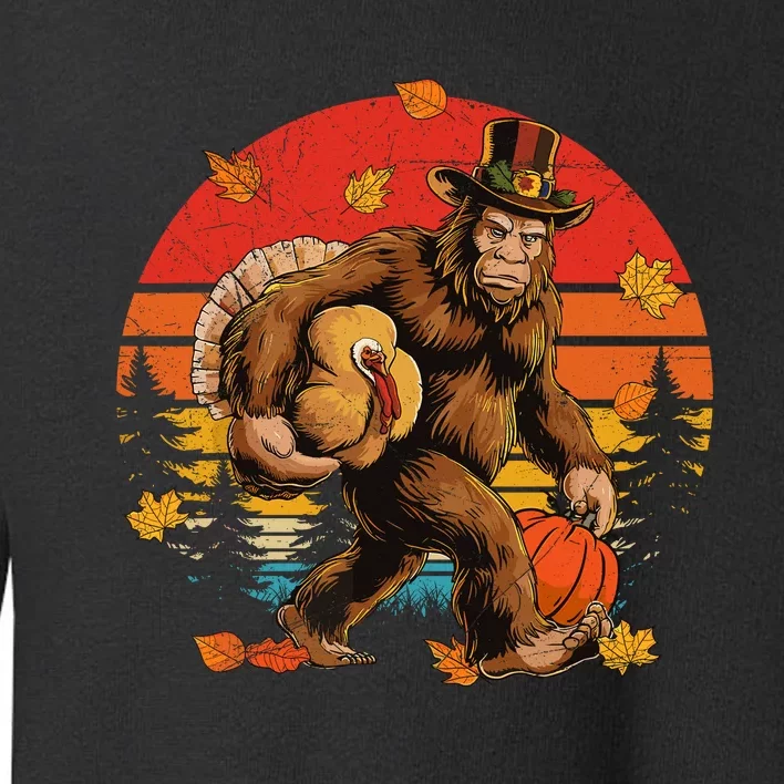 Bigfoot Pilgrim Turkey Pumpkin Thanksgiving Day Boy Toddler Sweatshirt