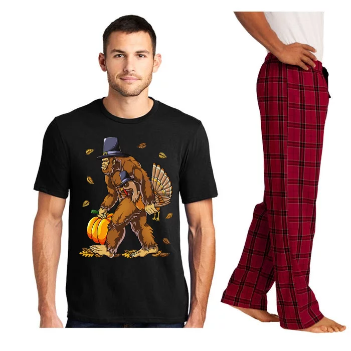 Bigfoot Pilgrim Turkey Pumpkin Thanksgiving Day Funny Pajama Set