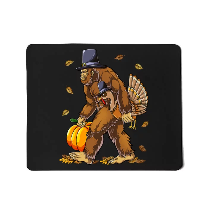 Bigfoot Pilgrim Turkey Pumpkin Thanksgiving Day Mousepad