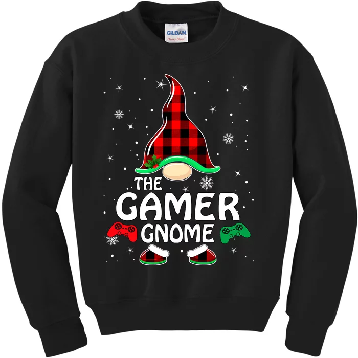 Buffalo Plaid The Gamer Gnome Gaming Lover Christmas Kids Sweatshirt