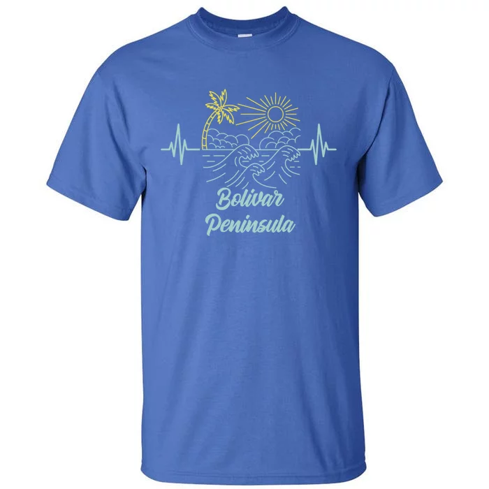 Bolivar Peninsula Texas Heartbeat Surfing Surfer Funny Gift Tall T-Shirt