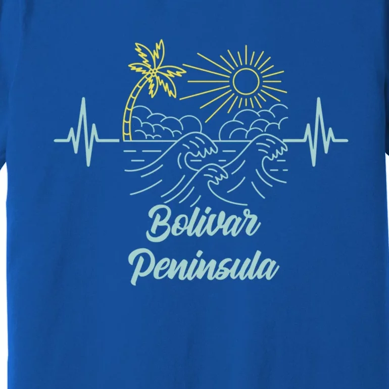 Bolivar Peninsula Texas Heartbeat Surfing Surfer Funny Gift Premium T-Shirt