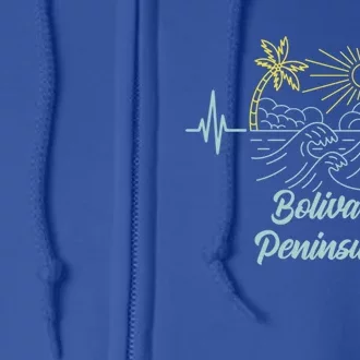 Bolivar Peninsula Texas Heartbeat Surfing Surfer Funny Gift Full Zip Hoodie