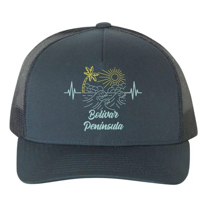 Bolivar Peninsula Texas Heartbeat Surfing Surfer Funny Gift Yupoong Adult 5-Panel Trucker Hat