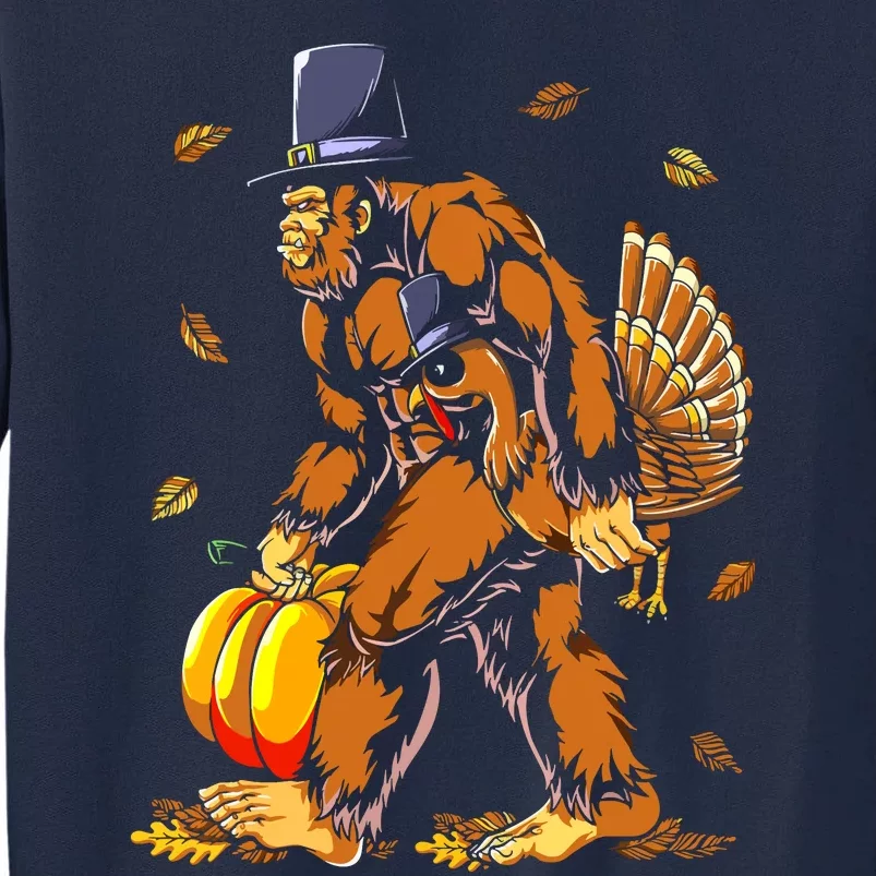 Bigfoot Pilgrim Turkey Pumpkin Thanksgiving Day Boys Tall Sweatshirt