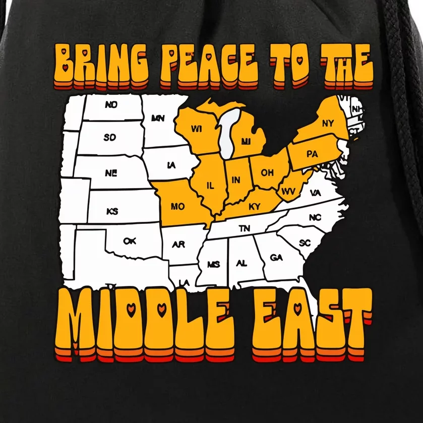 Bring Peace To The Middle East Usa Map Drawstring Bag