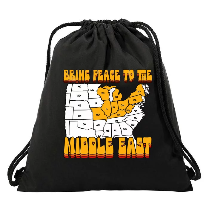 Bring Peace To The Middle East Usa Map Drawstring Bag