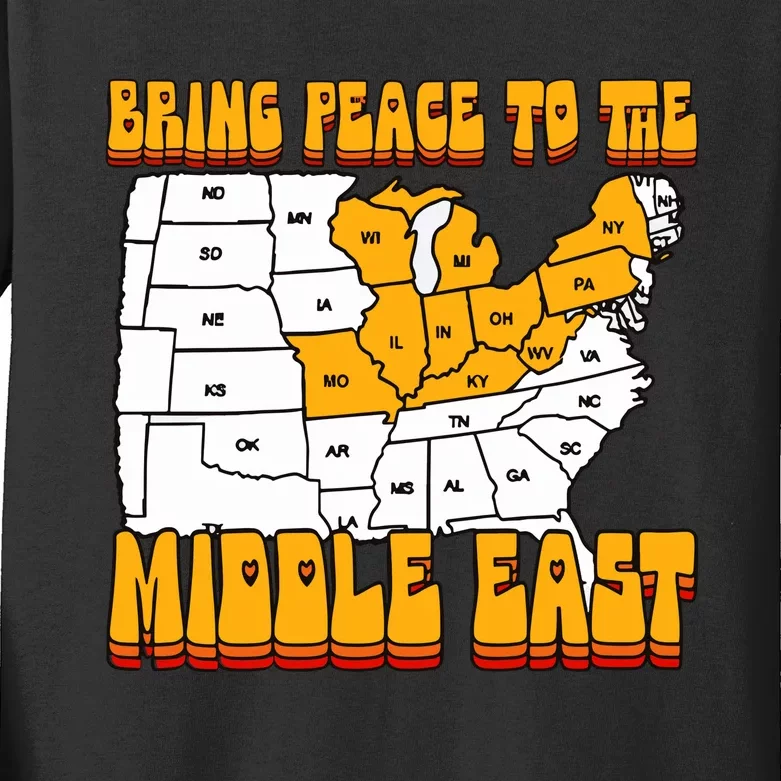 Bring Peace To The Middle East Usa Map Kids Long Sleeve Shirt