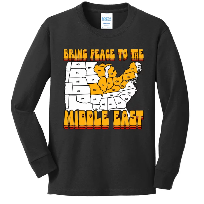 Bring Peace To The Middle East Usa Map Kids Long Sleeve Shirt