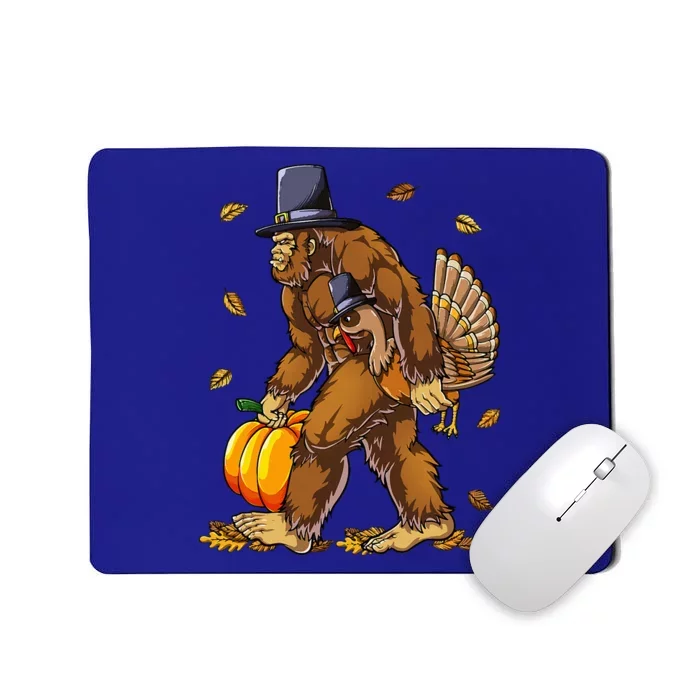 Bigfoot Pilgrim Turkey Pumpkin Thanksgiving Day Mousepad