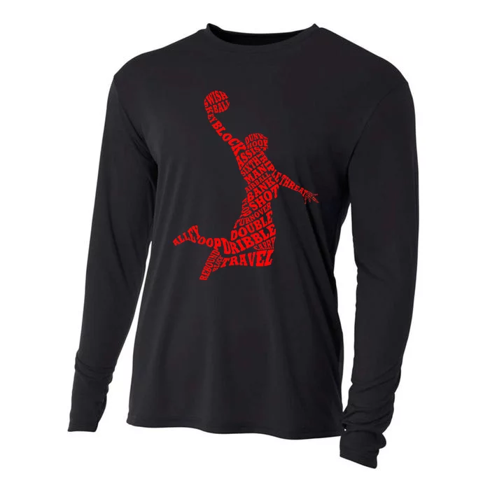 Basketball Player Typography Word Art Cooling Performance Long Sleeve Crew