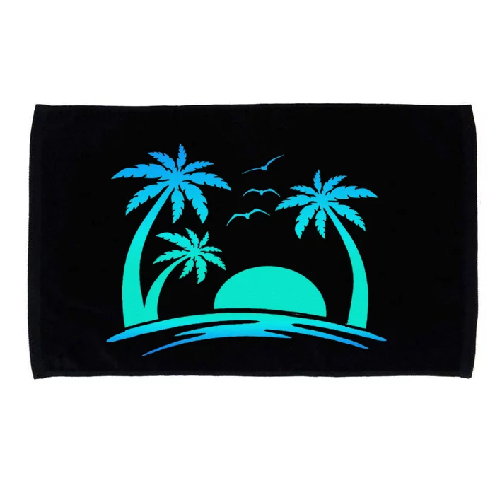 Beach Palm Tree Tropical Sunset Silhouette Sunny Lover Trip Microfiber Hand Towel