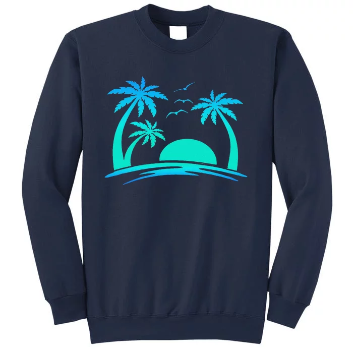 Beach Palm Tree Tropical Sunset Silhouette Sunny Lover Trip Sweatshirt