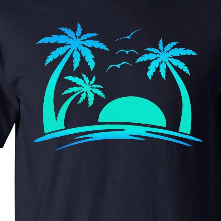 Beach Palm Tree Tropical Sunset Silhouette Sunny Lover Trip Tall T-Shirt