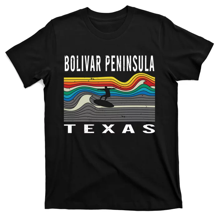 Bolivar Peninsula Texas Surfing Souvenir T-Shirt