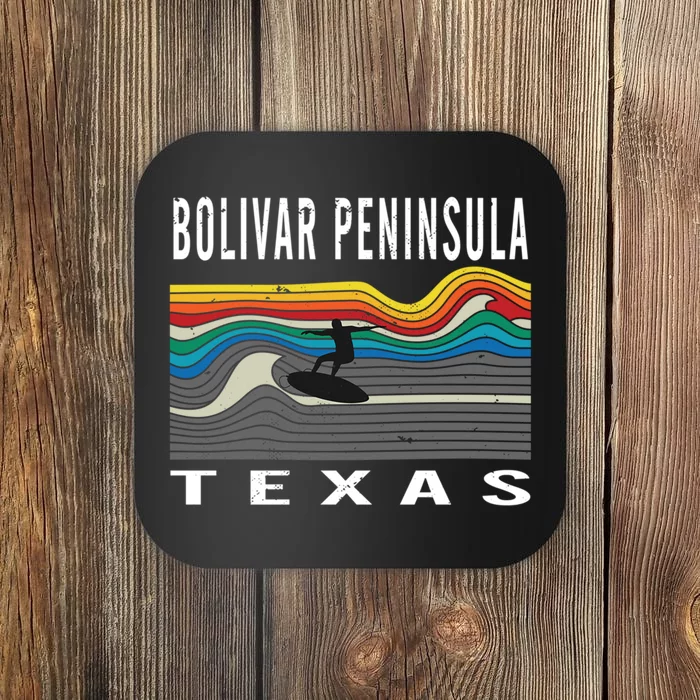 Bolivar Peninsula Texas Surfing Souvenir Coaster