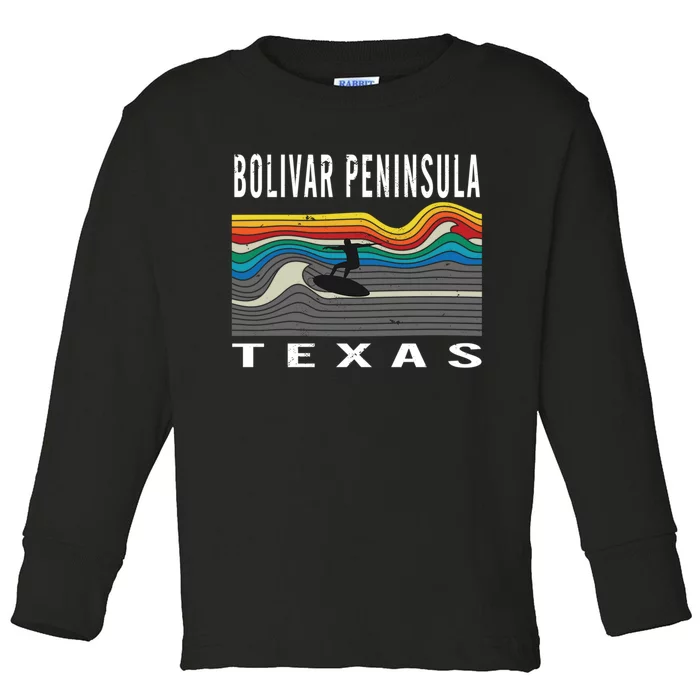 Bolivar Peninsula Texas Surfing Souvenir Toddler Long Sleeve Shirt