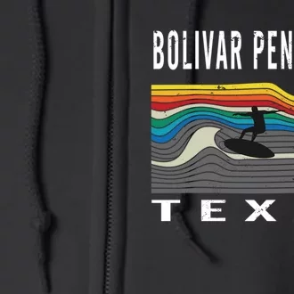 Bolivar Peninsula Texas Surfing Souvenir Full Zip Hoodie