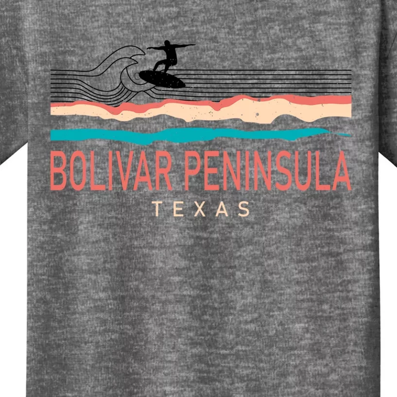 Bolivar Peninsula Texas Surfing Retro Kids T-Shirt