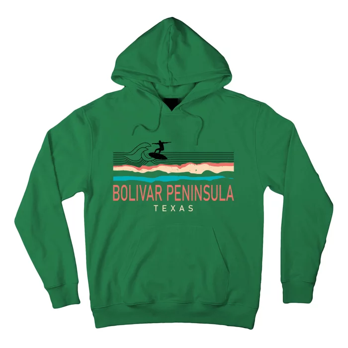 Bolivar Peninsula Texas Surfing Retro Hoodie