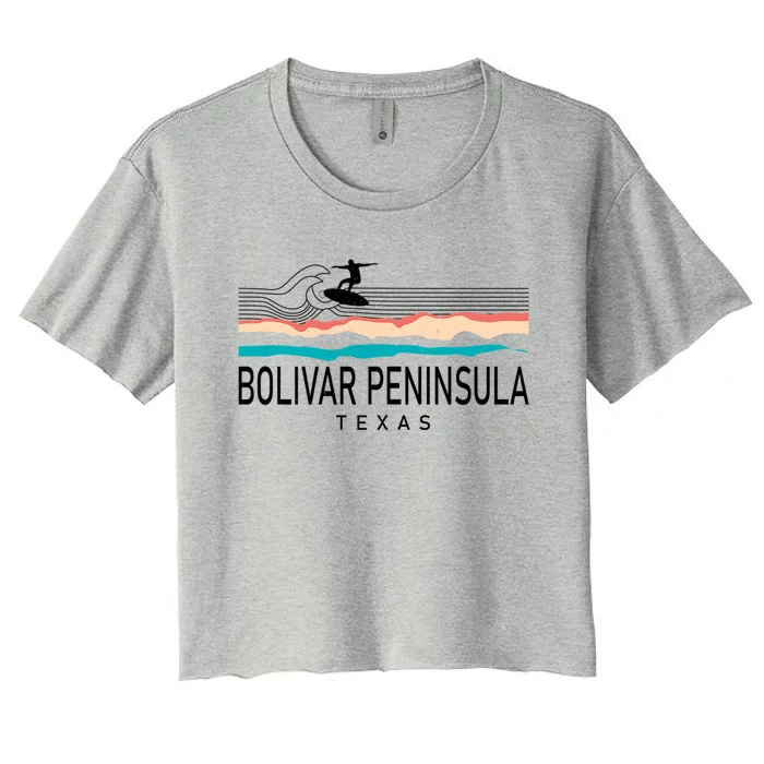 Bolivar Peninsula Texas Surfing Cool Gift Women's Crop Top Tee