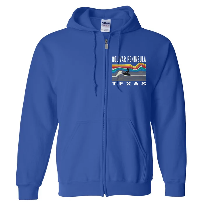 Bolivar Peninsula Texas Surfing Souvenir Gift Full Zip Hoodie