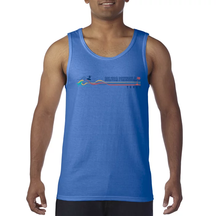 Bolivar Peninsula Texas Vintage Surfboarder Funny Gift Tank Top