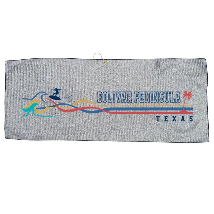 Bolivar Peninsula Texas Vintage Surfboarder Funny Gift Large Microfiber Waffle Golf Towel