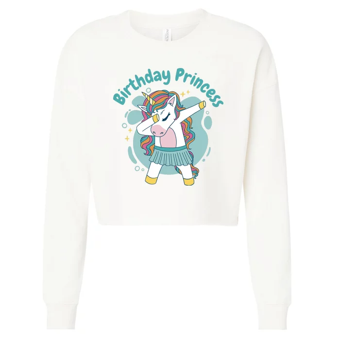 Birthday Princess Unicorn Cute Gift Cropped Pullover Crew