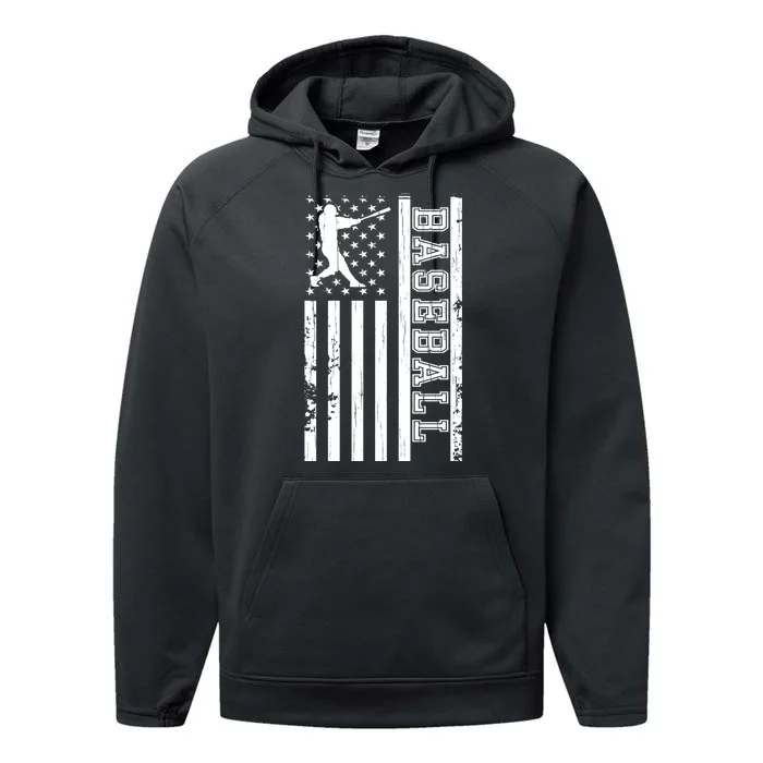 Baseball Pitcher USA Flag Performance Fleece Hoodie