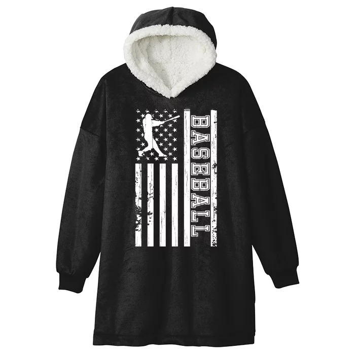 Baseball Pitcher USA Flag Hooded Wearable Blanket