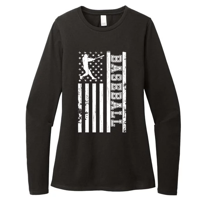 Baseball Pitcher USA Flag Womens CVC Long Sleeve Shirt