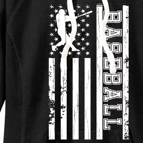 Baseball Pitcher USA Flag Women's Fleece Hoodie