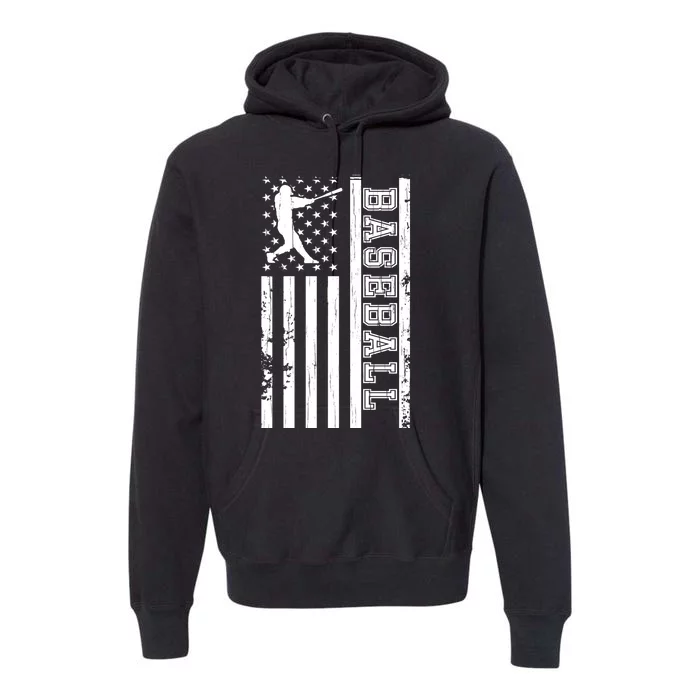 Baseball Pitcher USA Flag Premium Hoodie