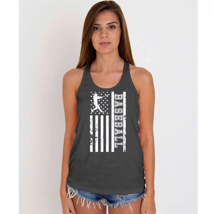 Baseball Pitcher USA Flag Women's Knotted Racerback Tank