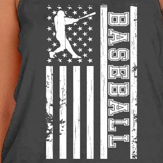 Baseball Pitcher USA Flag Women's Knotted Racerback Tank