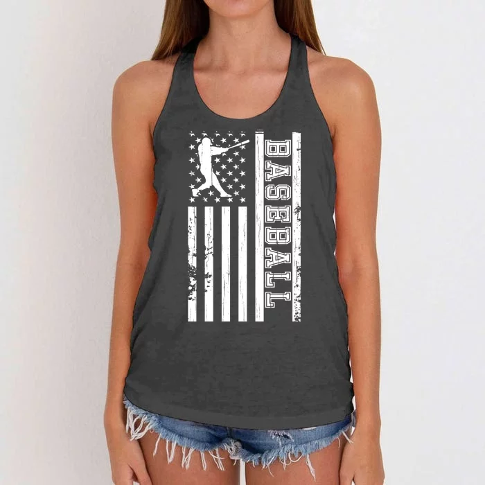 Baseball Pitcher USA Flag Women's Knotted Racerback Tank