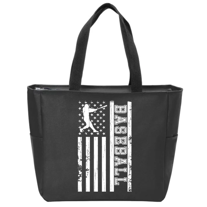 Baseball Pitcher USA Flag Zip Tote Bag