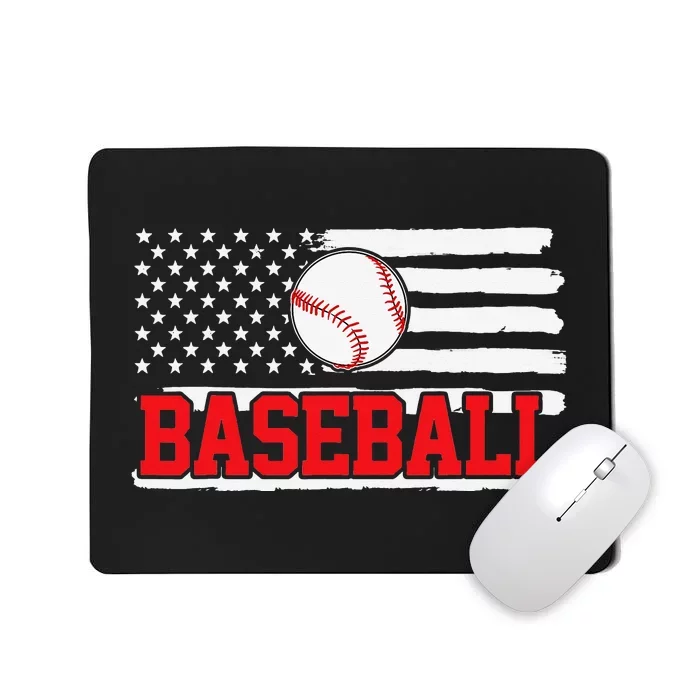 Baseball Player USA American Flag 4th Of July Mousepad