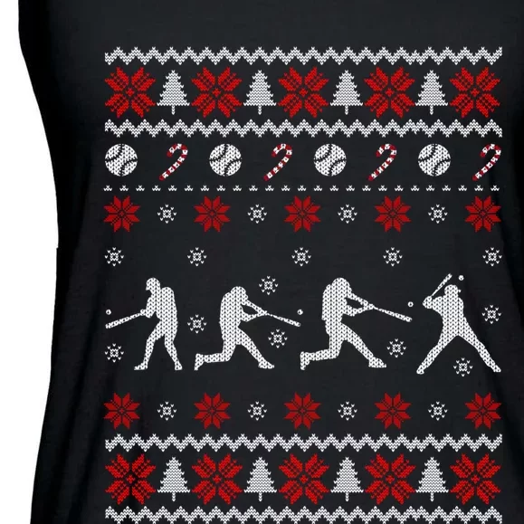 Baseball Players Ugly Christmas Sweater Xmas Gift Ladies Essential Flowy Tank