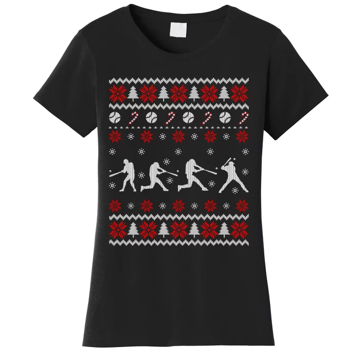 Baseball Players Ugly Christmas Sweater Xmas Gift Women's T-Shirt