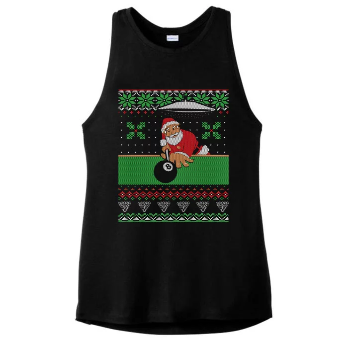 Billiards Pool Ugly Christmas Sweater Style Gift Ladies Tri-Blend Wicking Tank