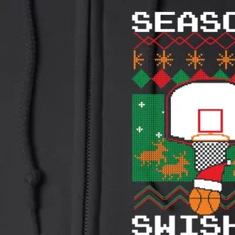 Basketball Player Ugly Christmas Sweater Seasons Swishes Full Zip Hoodie