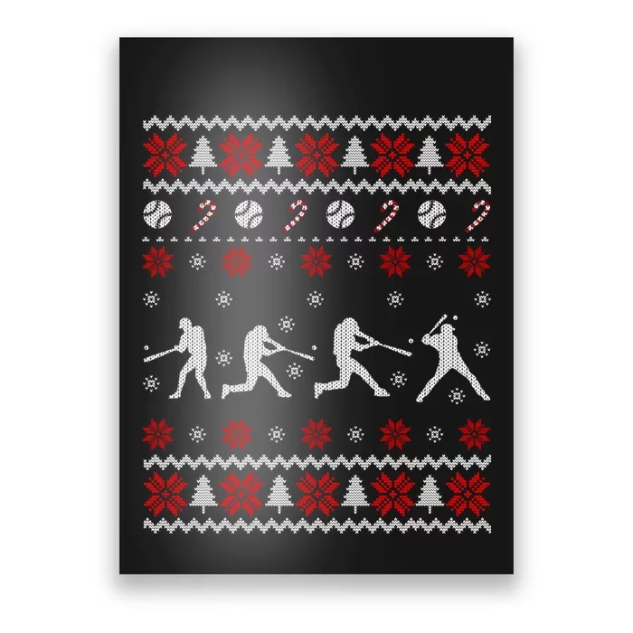 Baseball Players Ugly Christmas Sweater Xmas Gift Poster