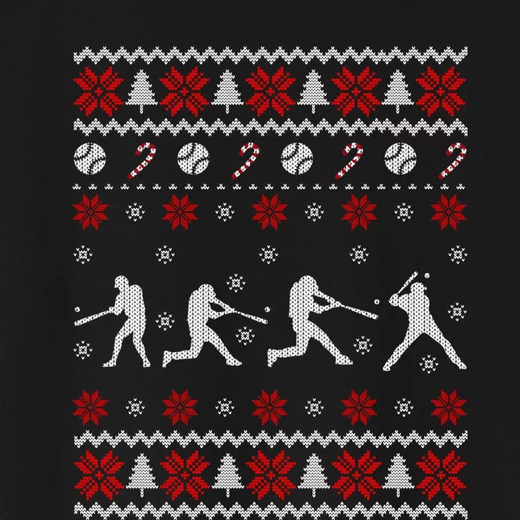 Baseball Players Ugly Christmas Sweater Xmas Gift Women's Crop Top Tee