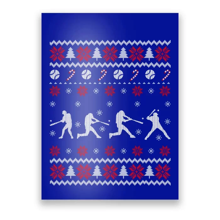 Baseball Players Ugly Christmas Sweater Xmas Gift Poster