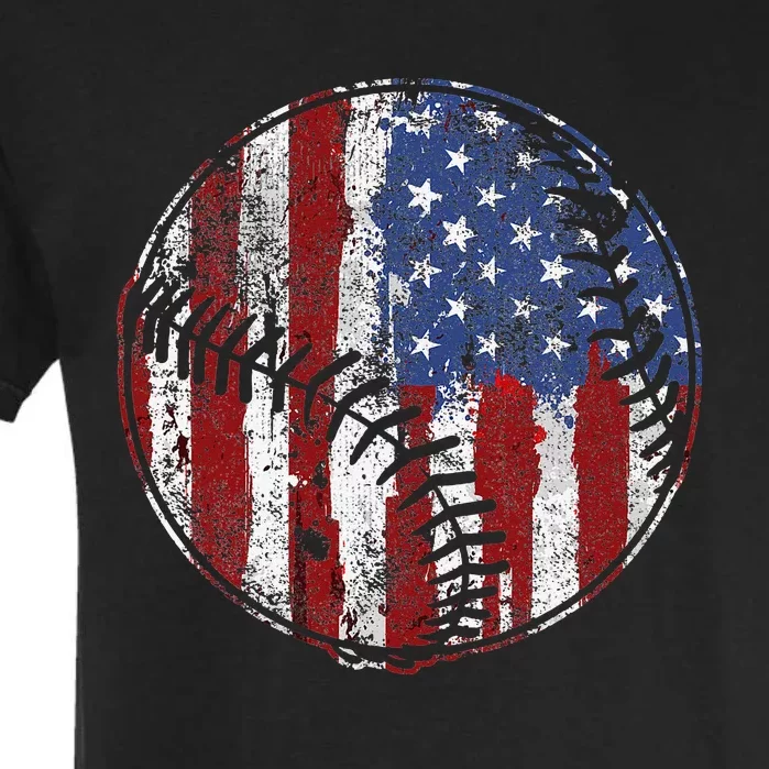 Baseball Player USA American Flag 4th of July Gift Garment-Dyed Heavyweight T-Shirt