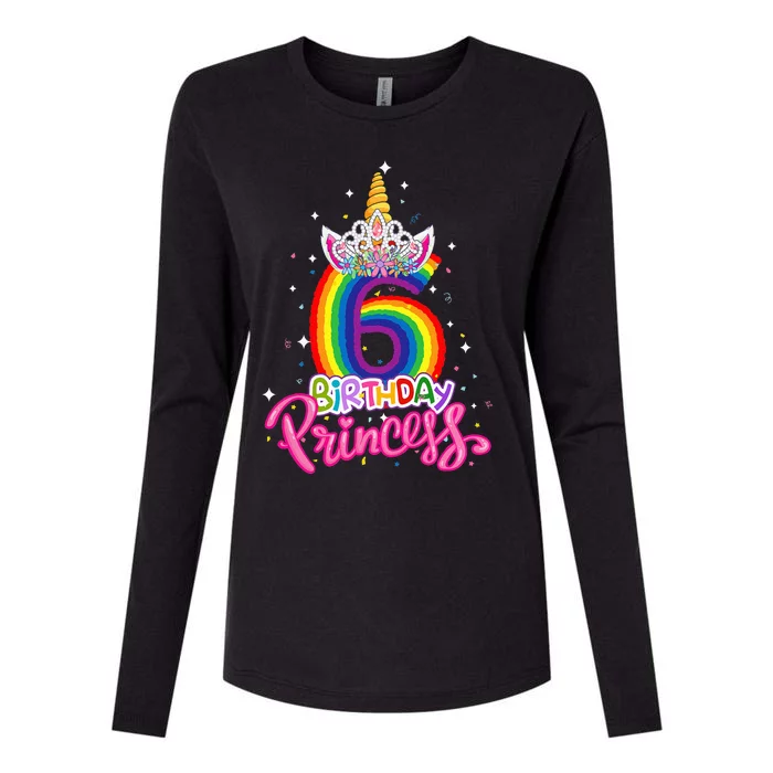 Birthday Princess Unicorn 6 Year Old 6th Birthday Girl Kids Womens Cotton Relaxed Long Sleeve T-Shirt