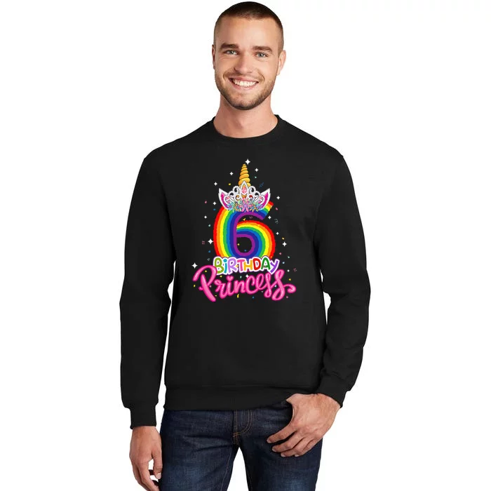 Birthday Princess Unicorn 6 Year Old 6th Birthday Girl Kids Sweatshirt